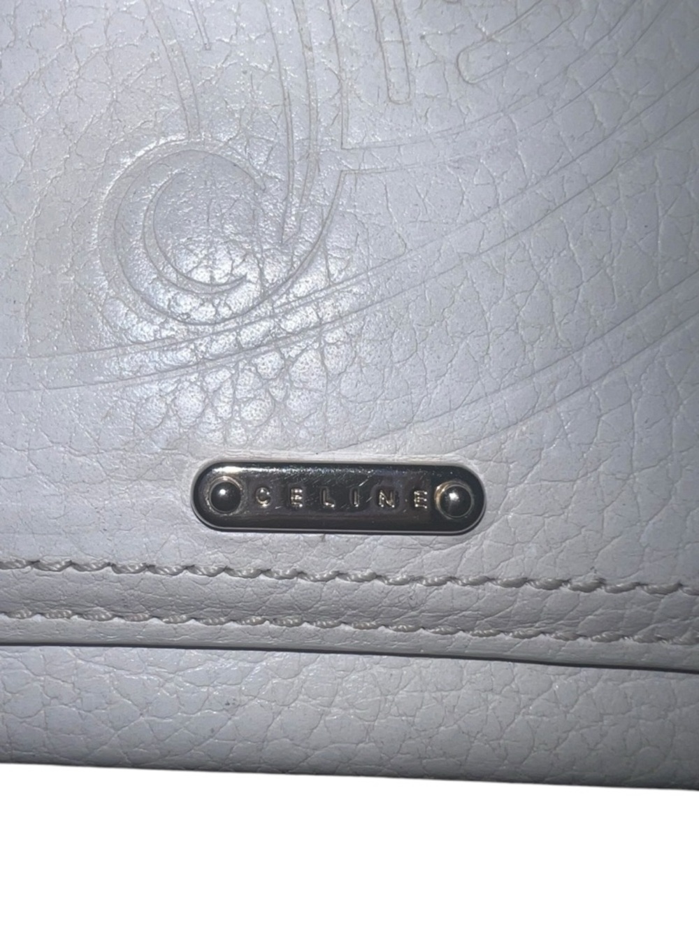 Celine White Embossed Leather Flap Wallet - Picture 3 of 13